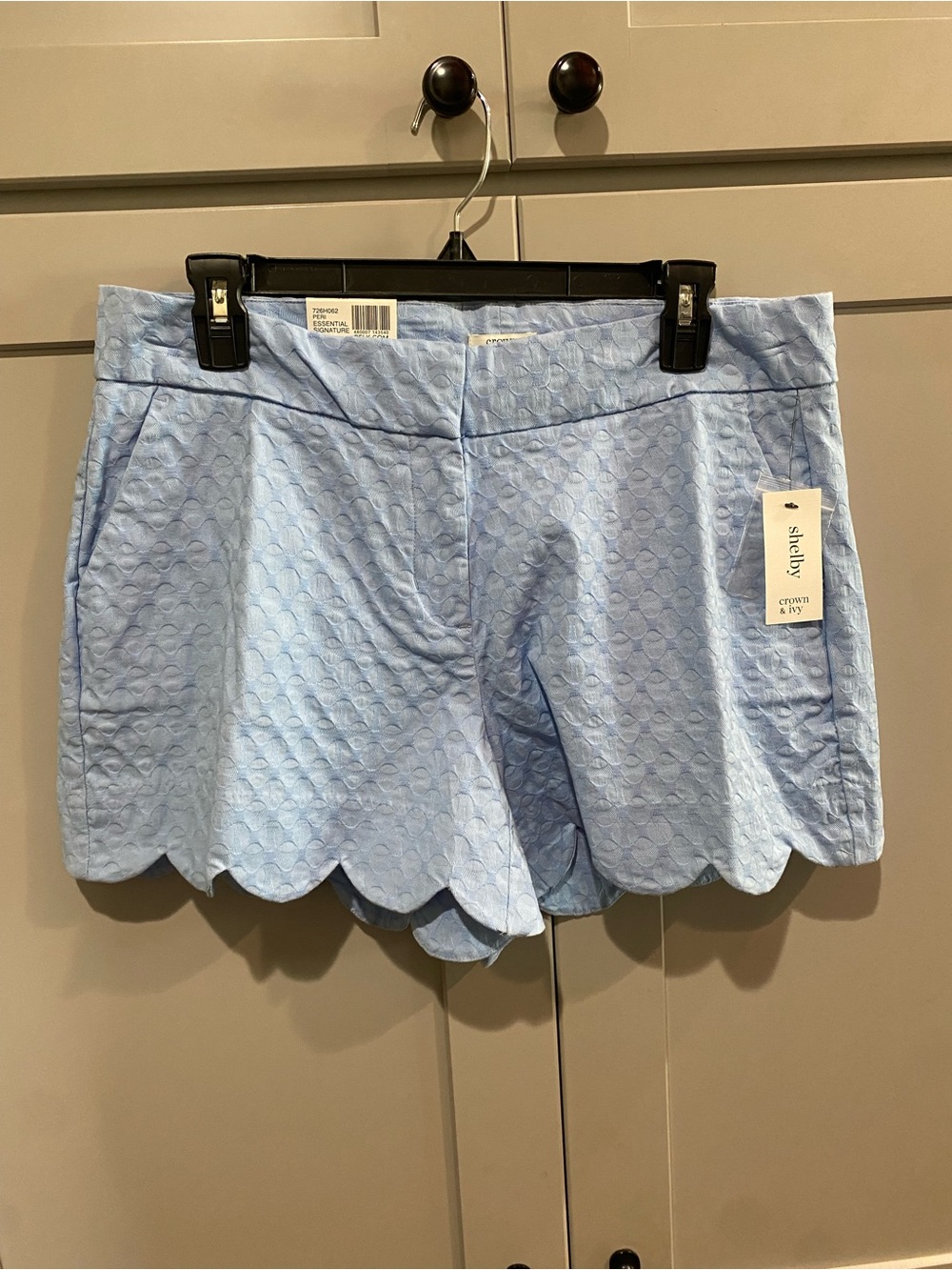 crown & ivy Light Blue Scallop Hem High Waist Shorts